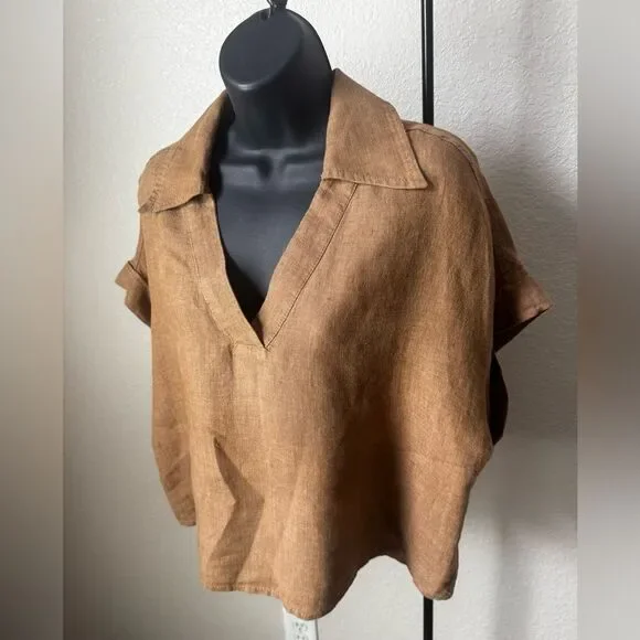 Banana Republic  Cruz Linen Utility Top Size Medium 100% Linen - Picture 3 of 12